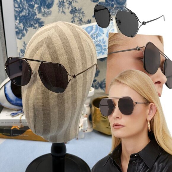 🆕 ALEXANDER MCQUEEN 🧿 NWOT AM0367S-001 Icon Sunglasses, Ruthenium & Black Lens - Picture 1 of 16